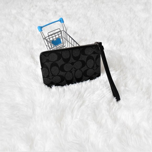 Coach Signature PVC Leather Corner Zip Wristlet - Picture 4 of 12